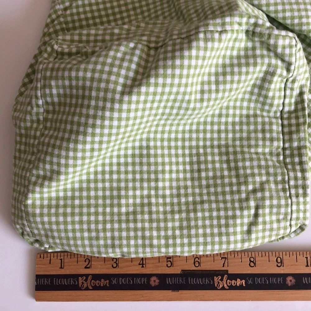 Pottery Barn Kids Green and White Gingham medium drawstring Basket Liner